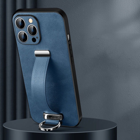 For iPhone 14 Pro Max SULADA Cool Series PC + Leather Texture Skin Feel Phone Case(Blue)