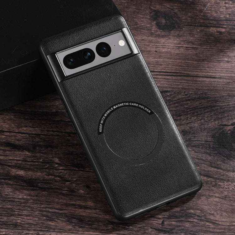 For Google Pixel 7 Pro Magsafe Magnetic Ring Leather Texture Phone Case(Black) - free shipping - PMC TechLife - Order now!