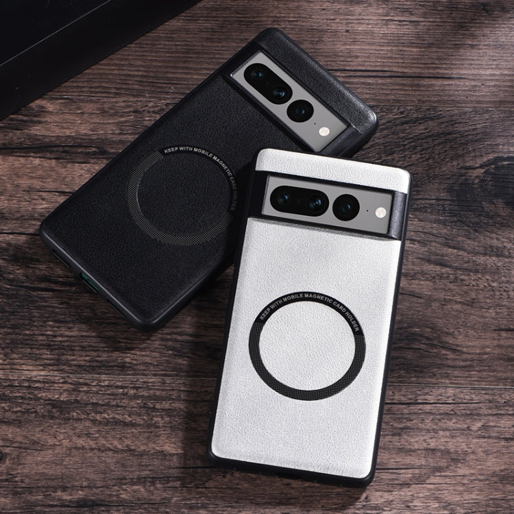 For Google Pixel 7 Pro Magsafe Magnetic Ring Leather Texture Phone Case(Green) - Google Cases by PMC TechLife | Online Shopping South Africa | PMC TechLife