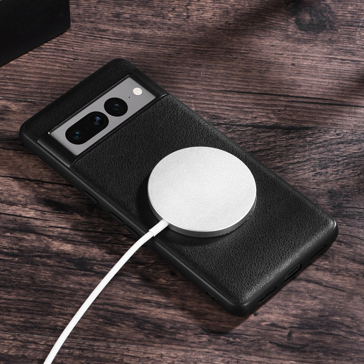For Google Pixel 7 Pro Magsafe Magnetic Ring Leather Texture Phone Case(Black) - free shipping - PMC TechLife - Order now!