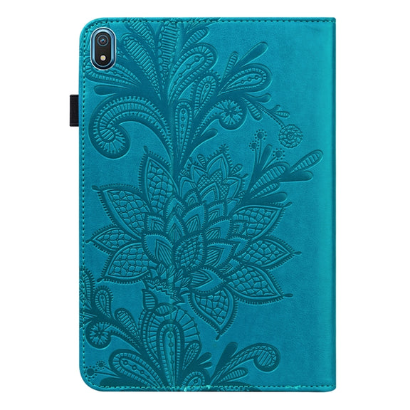 For Nokia T20 10.4 2021 Lace Flower Embossing Pattern Leather Tablet Case(Blue)