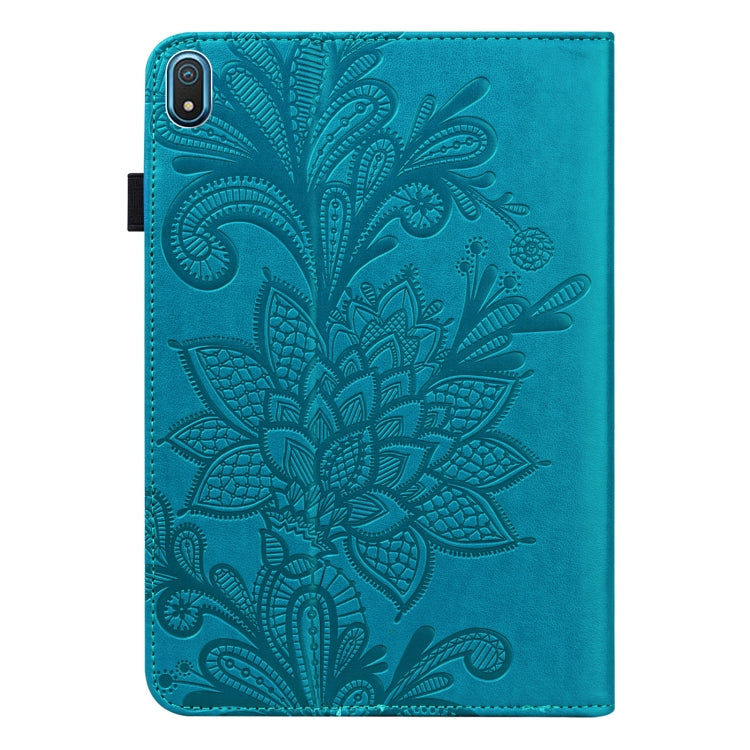 For Nokia T20 10.4 2021 Lace Flower Embossing Pattern Leather Tablet Case(Blue)