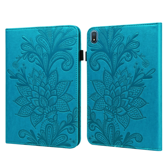 For Nokia T20 10.4 2021 Lace Flower Embossing Pattern Leather Tablet Case(Blue)