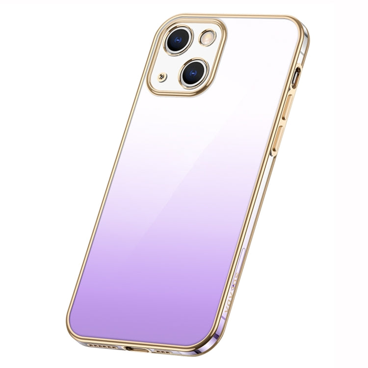 For iPhone 14 SULADA Iridescence Series Plating Transparent Gradient Phone Case(Purple) - free shipping - PMC TechLife - Order now!