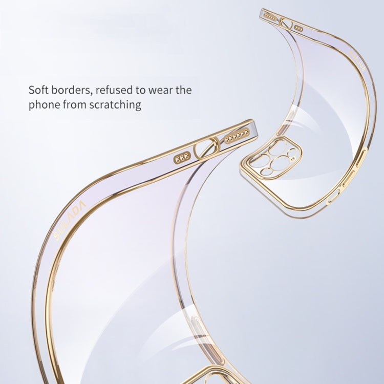 For iPhone 14 SULADA Iridescence Series Plating Transparent Gradient Phone Case(Gold) - iPhone 14 Cases by SULADA | Online Shopping South Africa | PMC TechLife | Buy Now Pay Later Mobicred