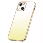For iPhone 14 Plus SULADA Iridescence Series Plating Transparent Gradient Phone Case(Gold)