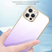 For iPhone 14 Pro SULADA Iridescence Series Plating Transparent Gradient Phone Case(Pink)