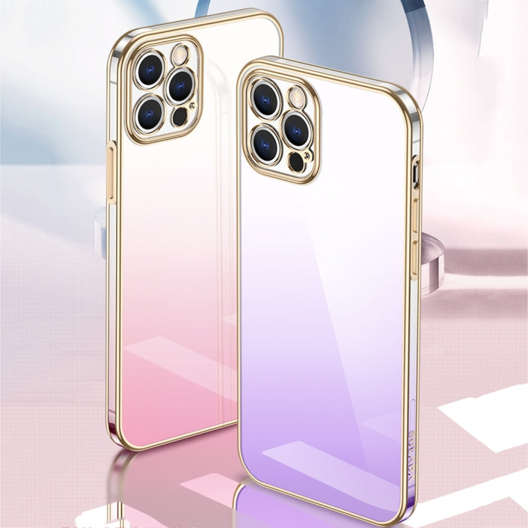 For iPhone 14 Pro Max SULADA Iridescence Series Plating Transparent Gradient Phone Case(Pink)
