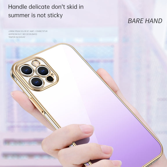 For iPhone 14 Pro Max SULADA Iridescence Series Plating Transparent Gradient Phone Case(Pink)