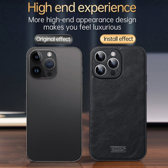 For iPhone 14 Plus SULADA Shockproof TPU + Handmade Leather Phone Case(Green)
