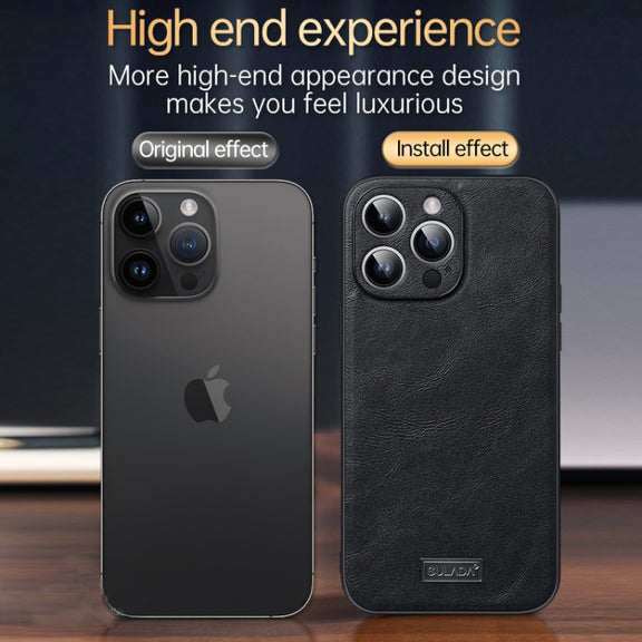 For iPhone 14 Pro SULADA Shockproof TPU + Handmade Leather Phone Case(Green)