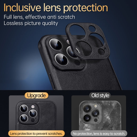 For iPhone 14 Pro SULADA Shockproof TPU + Handmade Leather Phone Case(Blue)