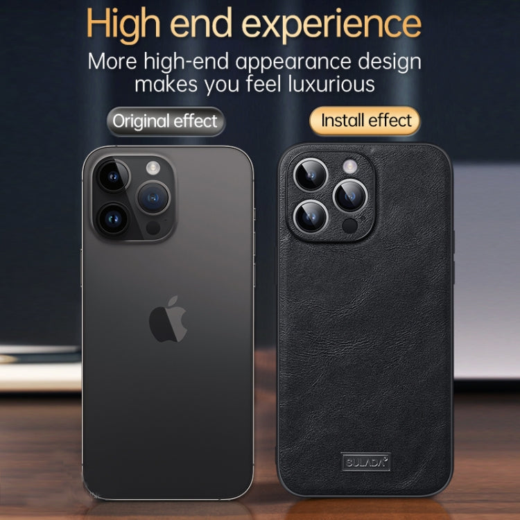 For iPhone 14 Pro Max SULADA Shockproof TPU + Handmade Leather Phone Case(Green)