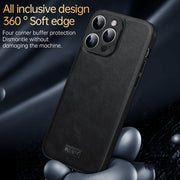 For iPhone 14 Pro Max SULADA Shockproof TPU + Handmade Leather Phone Case(Green)
