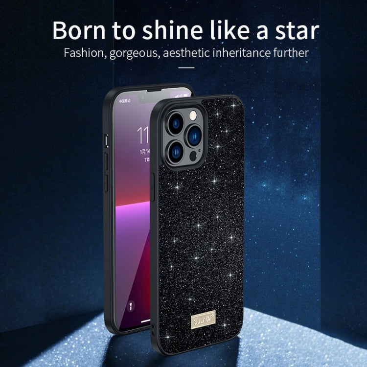 For iPhone 14 Pro Max SULADA PC+TPU Leather Glitter Phone Case(Black) - free shipping - PMC TechLife - Order now!