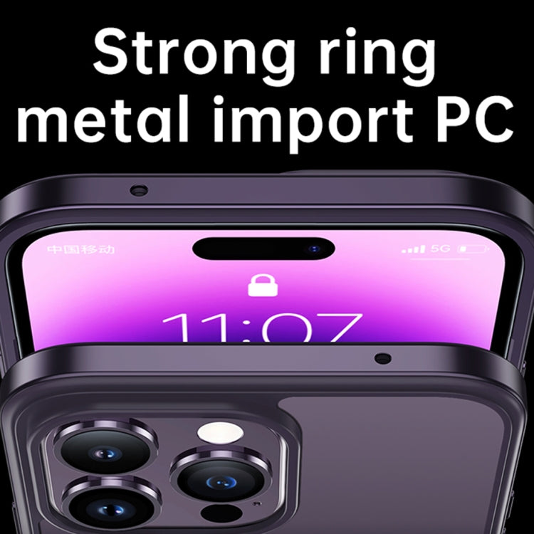 For iPhone 14 SULADA Metal Frame + Nano Glass + TPU Phone Case(Dark Purple) - free shipping - PMC TechLife - Order now!