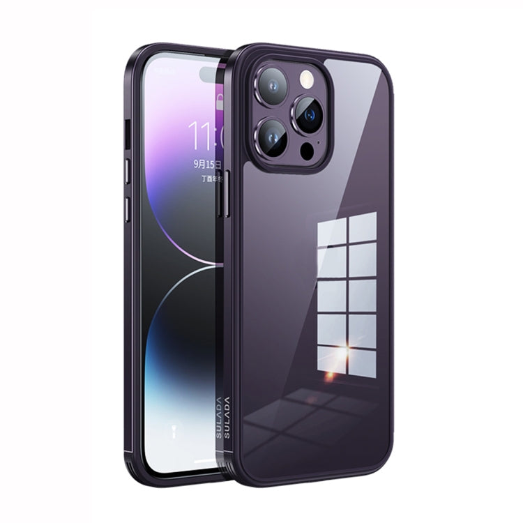 For iPhone 14 Pro SULADA Metal Frame + Nano Glass + TPU Phone Case(Dark Purple) - free shipping - PMC TechLife - Order now!