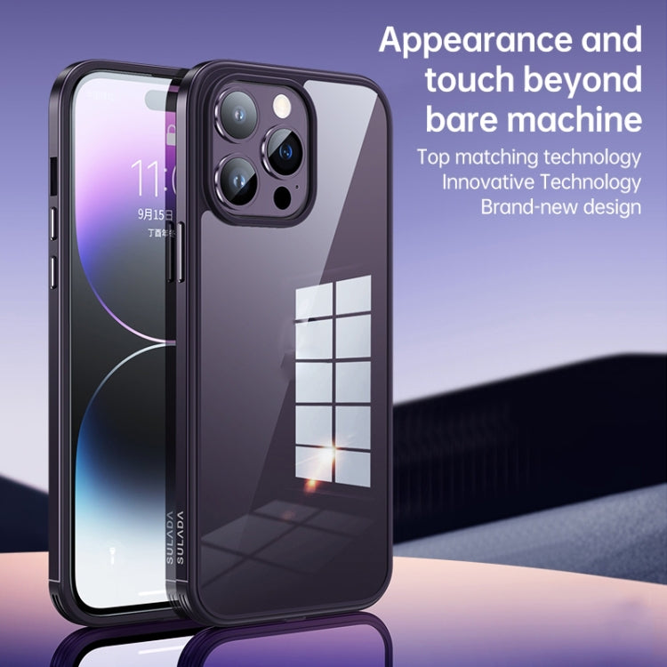 For iPhone 14 Pro Max SULADA Metal Frame + Nano Glass + TPU Phone Case(Green)