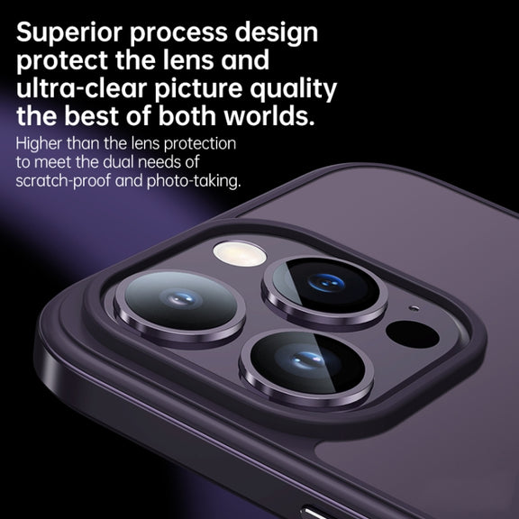 For iPhone 14 Pro Max SULADA Metal Frame + Nano Glass + TPU Phone Case(Sierra Blue)