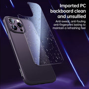 For iPhone 14 Pro Max SULADA Metal Frame + Nano Glass + TPU Phone Case(Dark Blue)