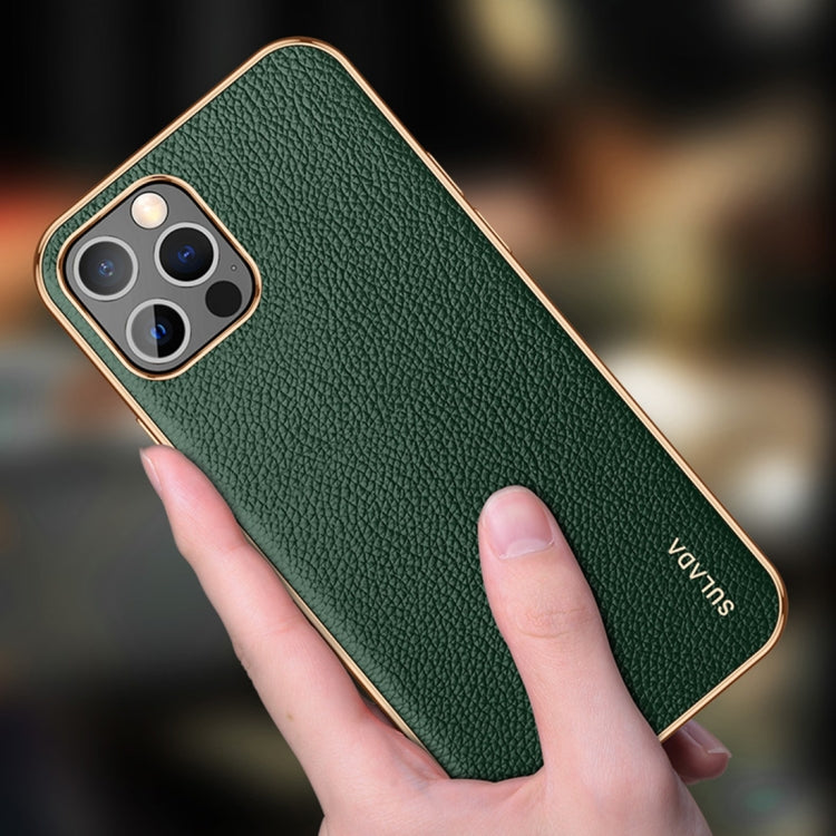 For iPhone 14 SULADA Shockproof TPU + Handmade Leather Phone Case(Borwn) - iPhone 14 Cases by SULADA | Online Shopping South Africa | PMC TechLife | Buy Now Pay Later Mobicred