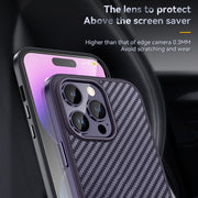 For iPhone 14 SULADA Carbon Fiber Textured Shockproof Metal + TPU Frame Case(Black)