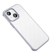 For iPhone 14 Plus SULADA Carbon Fiber Textured Shockproof Metal + TPU Frame Case(Silver)