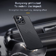 For iPhone 14 Plus SULADA Carbon Fiber Textured Shockproof Metal + TPU Frame Case(Silver)