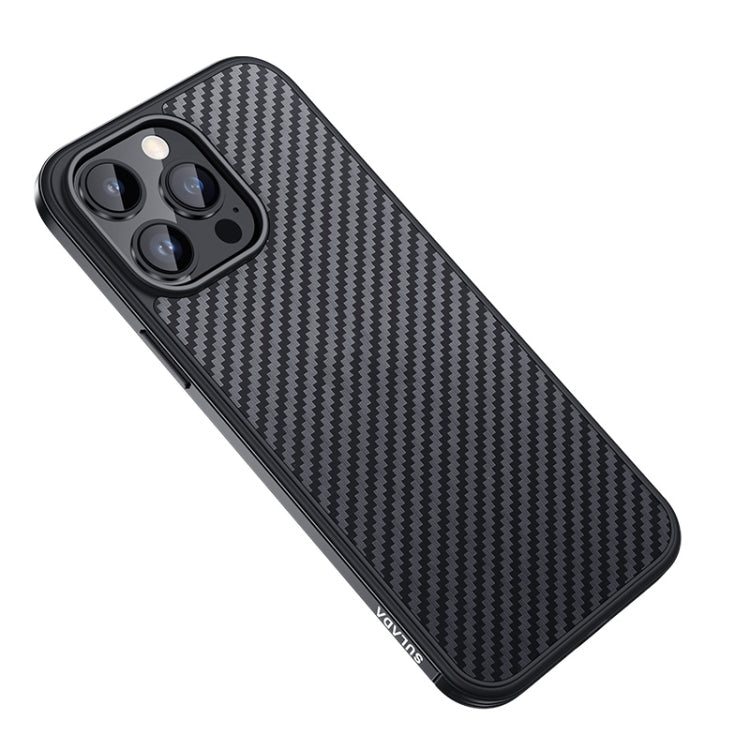 For iPhone 14 Pro Max SULADA Carbon Fiber Textured Shockproof Metal + TPU Frame Case(Black) - iPhone 14 Pro Max Cases by SULADA | Online Shopping South Africa | PMC TechLife | Buy Now Pay Later Mobicred