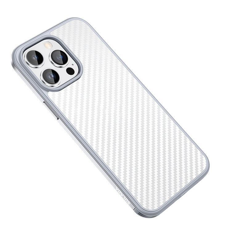 For iPhone 14 Pro Max SULADA Carbon Fiber Textured Shockproof Metal + TPU Frame Case(Silver) - iPhone 14 Pro Max Cases by SULADA | Online Shopping South Africa | PMC TechLife | Buy Now Pay Later Mobicred