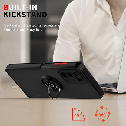 For ZTE Blade V40 Vita Q Shadow 1 Series TPU + PC Phone Case with Ring(Black+Red) - free shipping - PMC Jewellery - Order now!