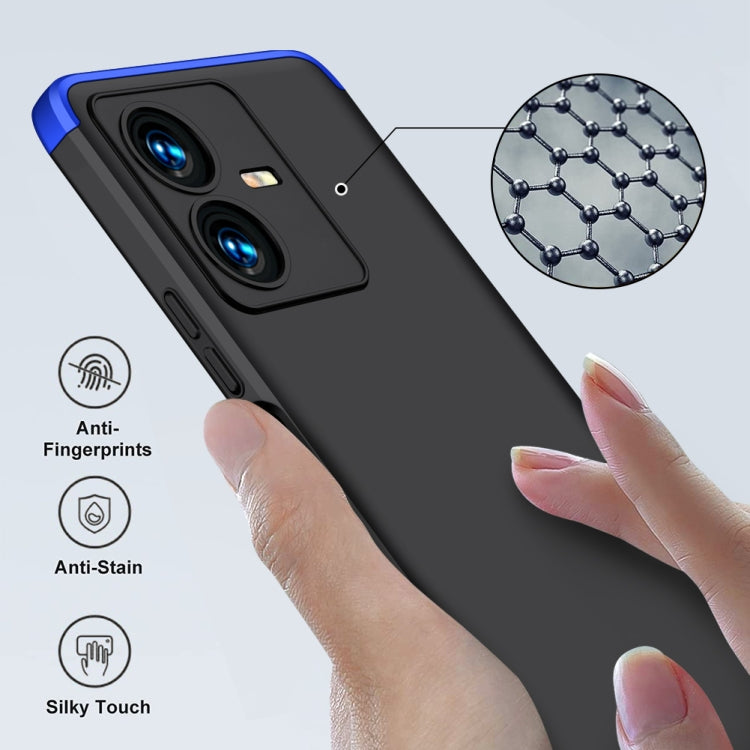 For vivo Y22 / Y22s GKK Three Stage Splicing Full Coverage PC Phone Case(Black Blue) - vivo Cases by GKK | Online Shopping South Africa | PMC Jewellery | Buy Now Pay Later Mobicred