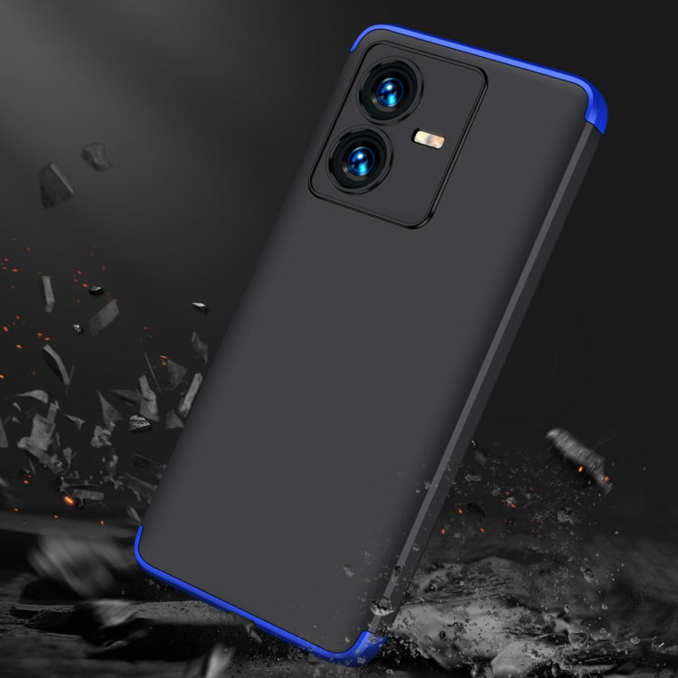 For vivo Y22 / Y22s GKK Three Stage Splicing Full Coverage PC Phone Case(Black Blue) - vivo Cases by GKK | Online Shopping South Africa | PMC Jewellery | Buy Now Pay Later Mobicred