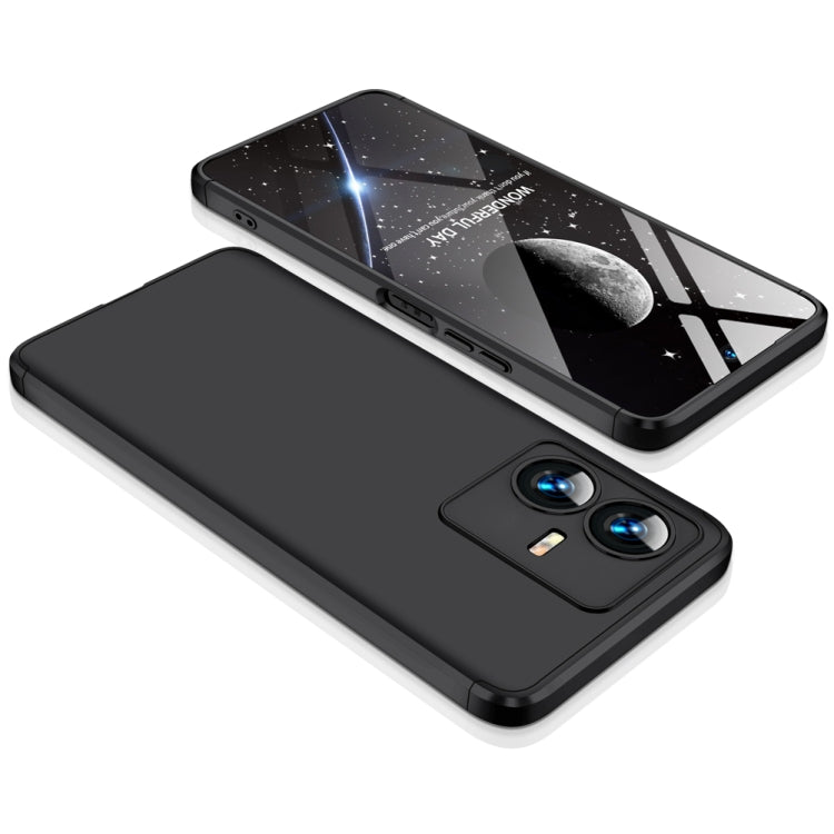 For vivo Y22 / Y22s GKK Three Stage Splicing Full Coverage PC Phone Case(Black)