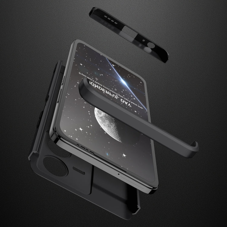 For vivo Y22 / Y22s GKK Three Stage Splicing Full Coverage PC Phone Case(Black)