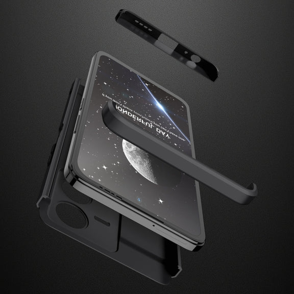 For vivo Y22 / Y22s GKK Three Stage Splicing Full Coverage PC Phone Case(Black)