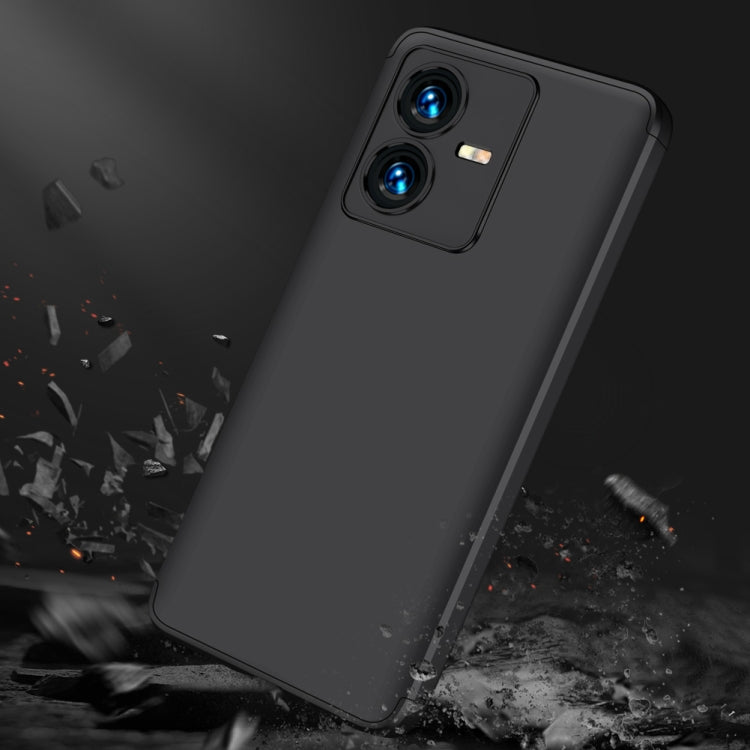 For vivo Y22 / Y22s GKK Three Stage Splicing Full Coverage PC Phone Case(Black)