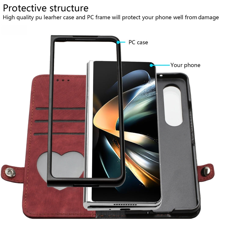 For Samsung Galaxy Z Fold 4 5G Side Buckle Double Fold Leather Phone Case(Red) - free shipping - PMC TechLife - Order now!