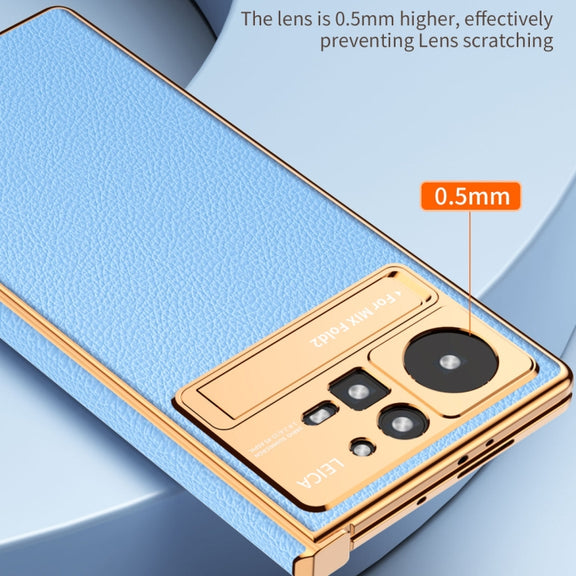 For Xiaomi Mix Fold 2 Electroplated Frame Plain Leather Phone Case(White)