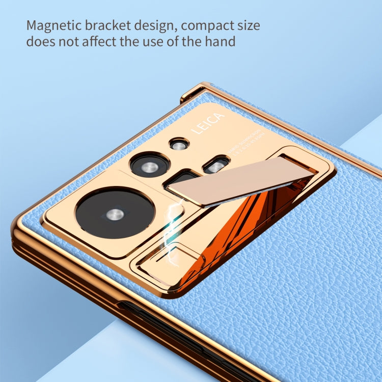 For Xiaomi Mix Fold 2 Electroplated Frame Plain Leather Phone Case(Champagne Gold) - Xiaomi Cases by PMC TechLife | Online Shopping South Africa | PMC TechLife