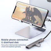 USB-C / Type-C to 3.5mm + 2USB + Type-C HUB Docking Station(Grey)