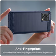 For Motorola Moto G72 5G Brushed Texture Carbon Fiber TPU Phone Case(Blue)