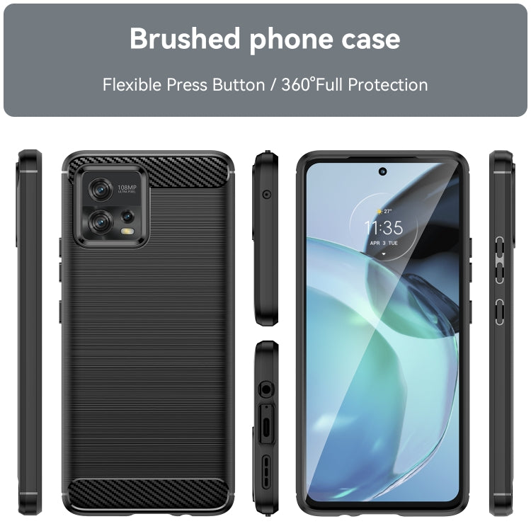 For Motorola Moto G72 5G Brushed Texture Carbon Fiber TPU Phone Case(Black) - Motorola Cases by PMC TechLife | Online Shopping South Africa | PMC TechLife