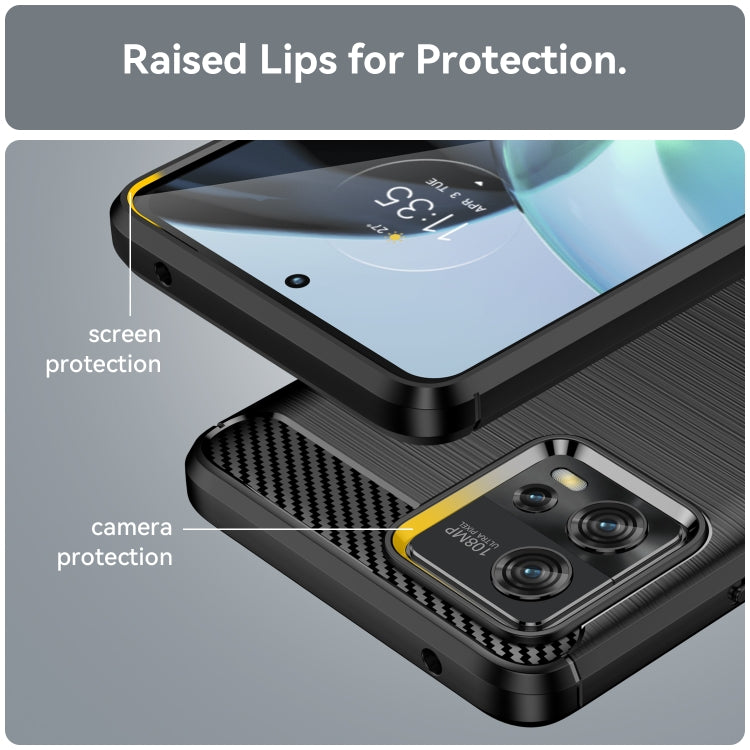 For Motorola Moto G72 5G Brushed Texture Carbon Fiber TPU Phone Case(Black) - Motorola Cases by PMC TechLife | Online Shopping South Africa | PMC TechLife