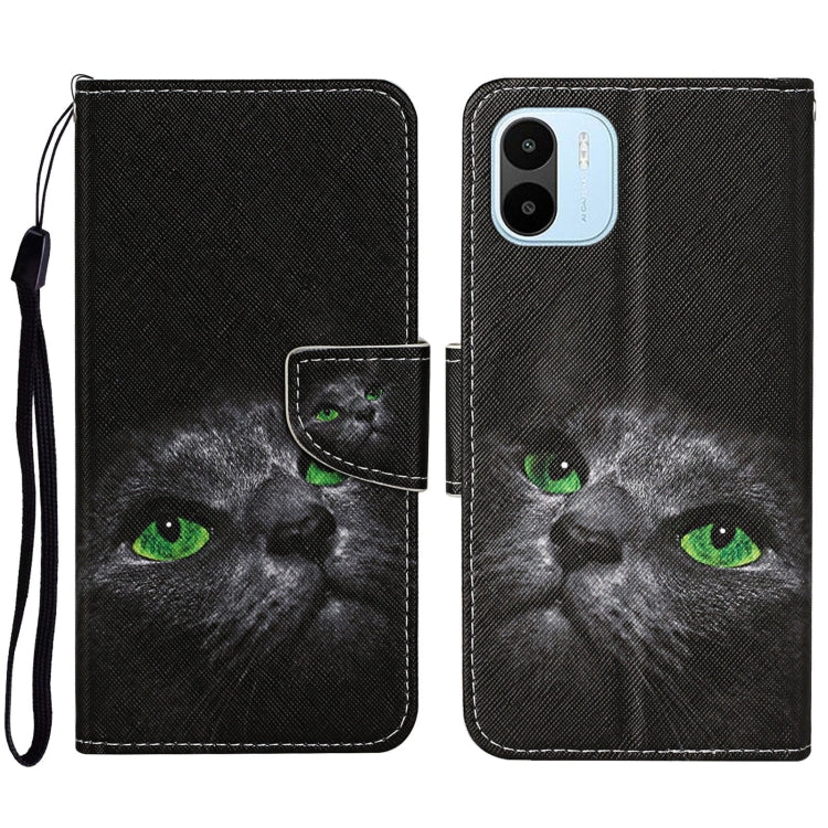 For Xiaomi Redmi A1 Colored Drawing Pattern Leather Phone Case(Black Cat) - free shipping - PMC TechLife - Order now!