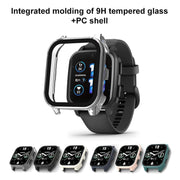 Compatible with Garmin Venu Sq2 PC + 9H Tempered Glass Integrated Protective Watch Case(Black)