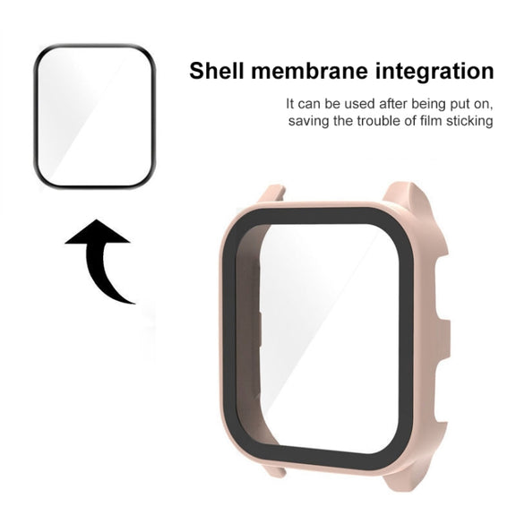 Compatible with Garmin Venu Sq2 PC + 9H Tempered Glass Integrated Protective Watch Case(Black)