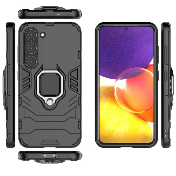 For Samsung Galaxy S23 5G Magnetic Ring Holder PC + TPU Phone Case(Black)