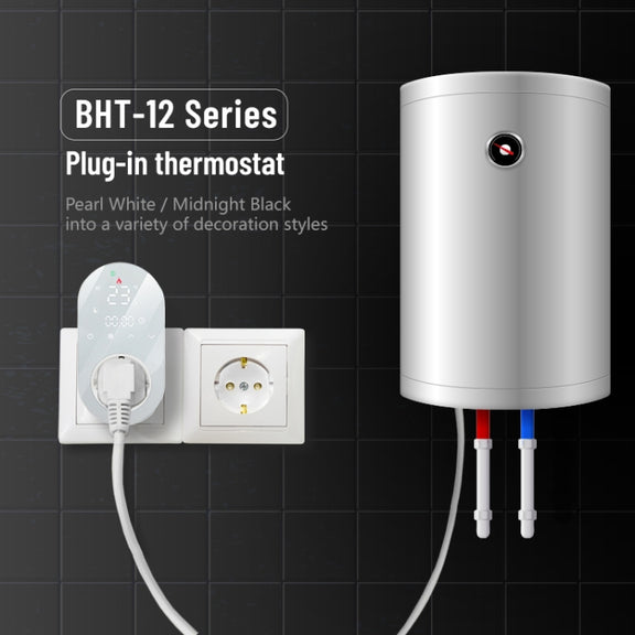 BHT12-E Plug-in LED Thermostat Without WiFi, EU Plug(Black)