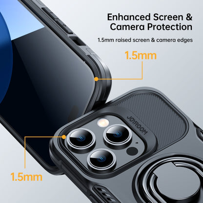 For iPhone 14 Pro JOYROOM PC + TPU Dual-layer Shockproof Phone Case with Rotating Holder(Black) - iPhone 14 Pro Cases by JOYROOM | Online Shopping South Africa | PMC Jewellery | Buy Now Pay Later Mobicred